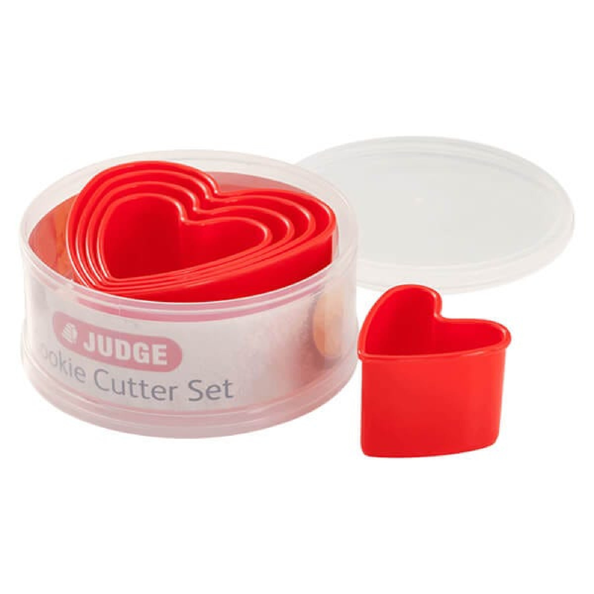 Judge Kitchen Set of 5 Heart Cookie Cutters, Red