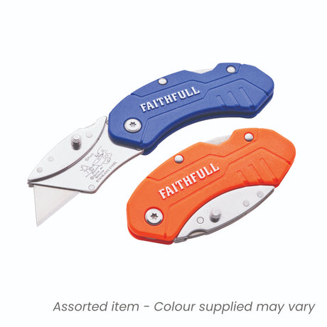 Faithfull Hi - Vis Folding Utility Knife - KNIVES / PENKNIFES - Beattys of Loughrea