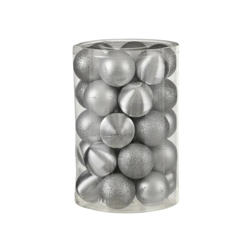 House Of Seasons 34pk Silver Multi-Finish Shatterproof Baubles