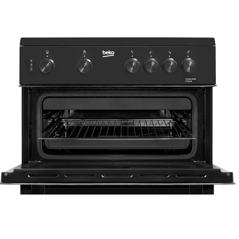 Beko Freestanding 60cm Ceramic Electric Cooker Black | KTC611K - ELECT COOKER FREESTANDING <65CM - Beattys of Loughrea