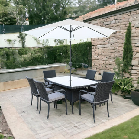 Sienna 6 Seater Rectangular Rattan Furniture Set - 1.6m - WOOD / RATTAN GDN FURN SET 4+ SEATS - Beattys of Loughrea