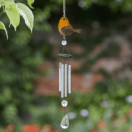 Robin Windchime 34cm - GARDEN ORNAMENTS INCL SOLAR - Beattys of Loughrea