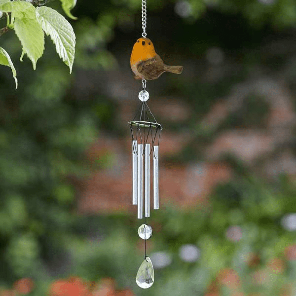 Robin Windchime 34cm - GARDEN ORNAMENTS INCL SOLAR - Beattys of Loughrea