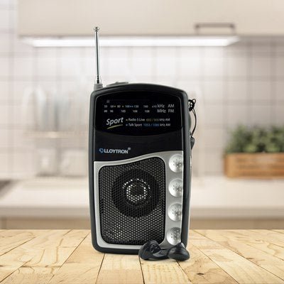 Lloytron Entertainer AM/FM Personal Sports Radio with Earphones - Black - PORTABLE CD/RADIO - Beattys of Loughrea