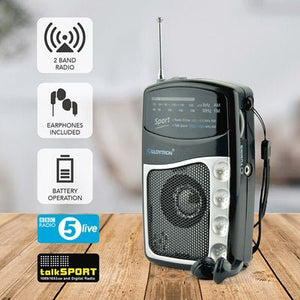Lloytron Entertainer AM/FM Personal Sports Radio with Earphones - Black - PORTABLE CD/RADIO - Beattys of Loughrea