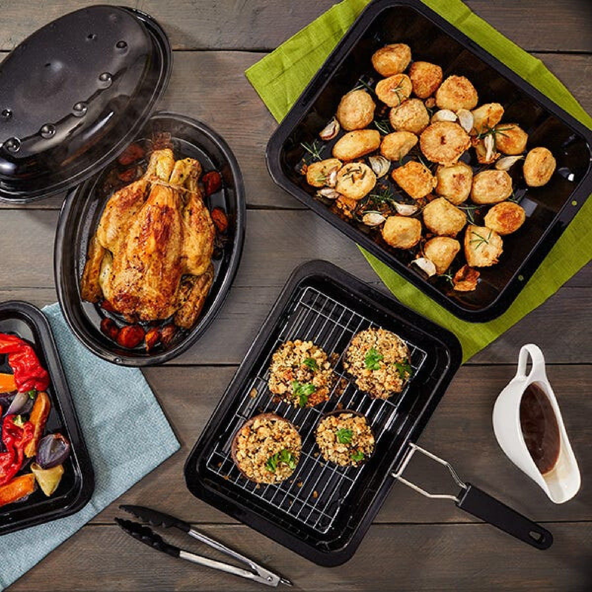 Judge Enamel Grill Tray with Rack & Handle 39 x 25 x 5cm