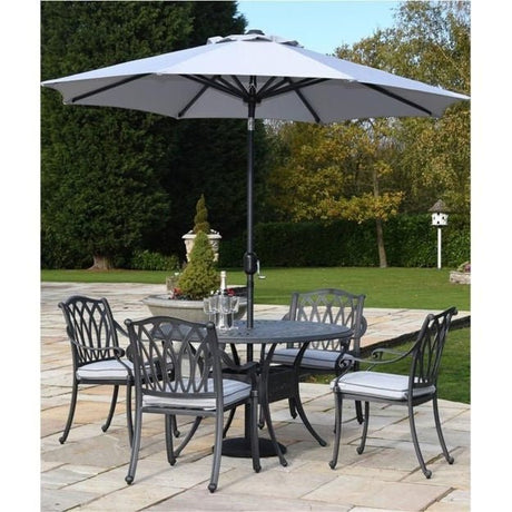 Hartmann Florence Cast Aluminium 4 Seater Round Set - Antique Grey - METAL GDN FURN SET 4+ SEATS - Beattys of Loughrea