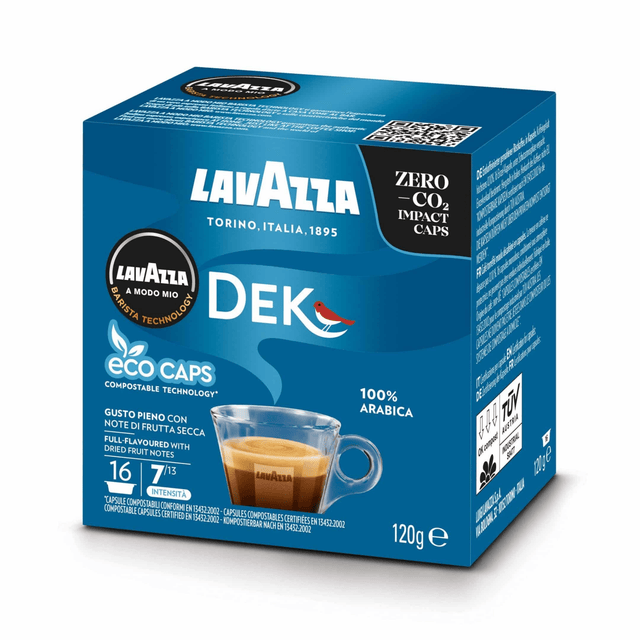 Lavazza A Modo Mio Dek Cremoso Compostable Coffee Capsules 16pk - DRINK, ZERO VAT - COFFEE TEA - Beattys of Loughrea