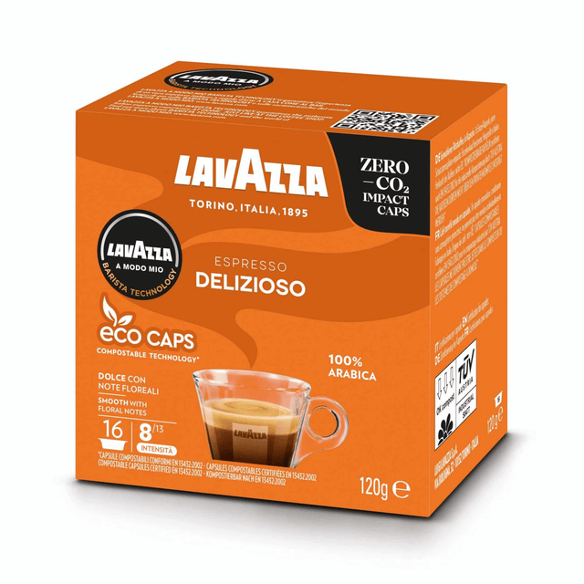 Lavazza A Modo Mio Delizioso Compostable Coffee Capsules 16pk - DRINK, ZERO VAT - COFFEE TEA - Beattys of Loughrea