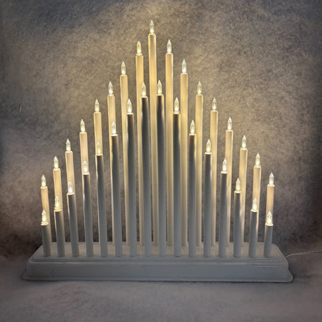 White Candlebridge with 33 Clear LED Bulbs – Mains Operated - XMAS CANDLE ARCHES LOGS - Beattys of Loughrea