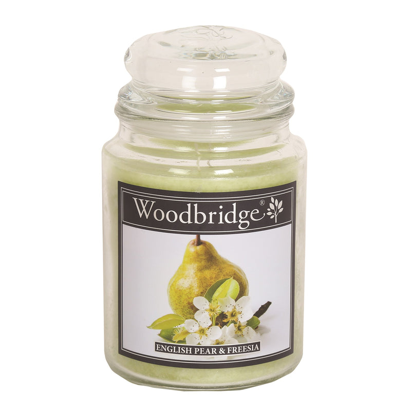 English Pear & Freesia Woodbridge Large Scented Candle Jar
