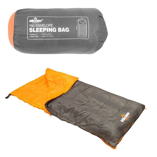 Milestone Envelope Sleeping Bag - Single - 2 Seasons - TENTS, CAMPING - Beattys of Loughrea