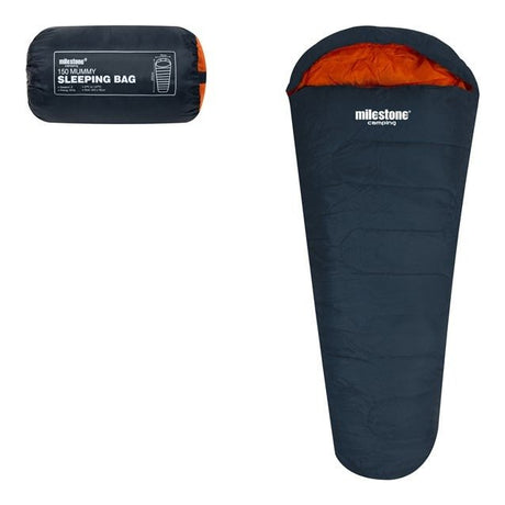 Milestone Mummy Sleeping Bag - Single - 2 Seasons - Charcoal - TENTS, CAMPING - Beattys of Loughrea