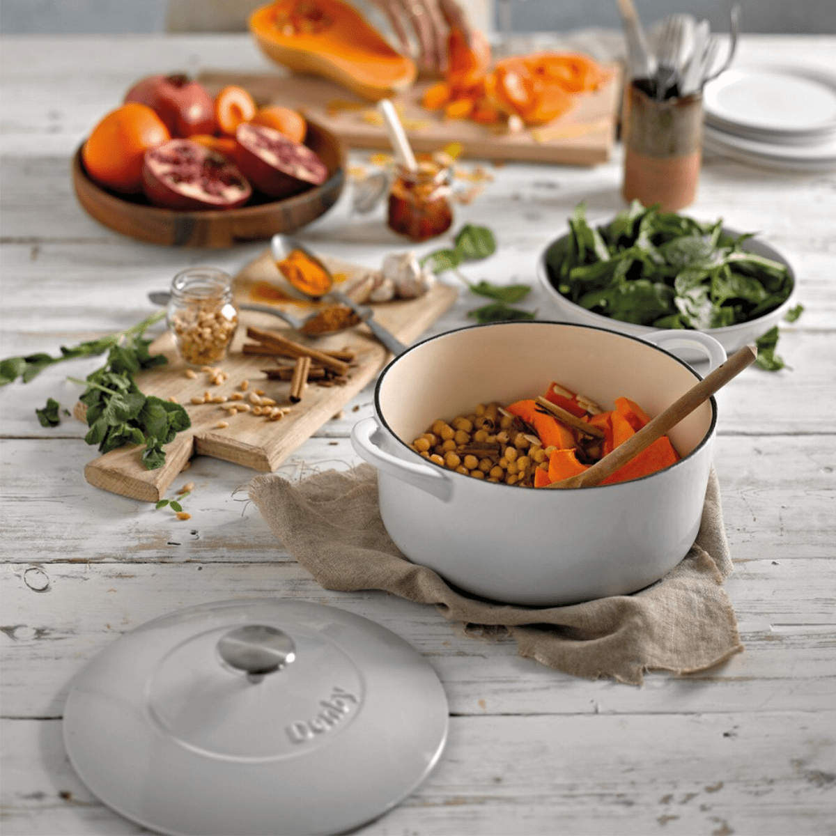 Denby Cast Iron Casserole Dish 24cm – Natural Canvas - DMD, IRISH COUNTRY POTTERY - Beattys of Loughrea