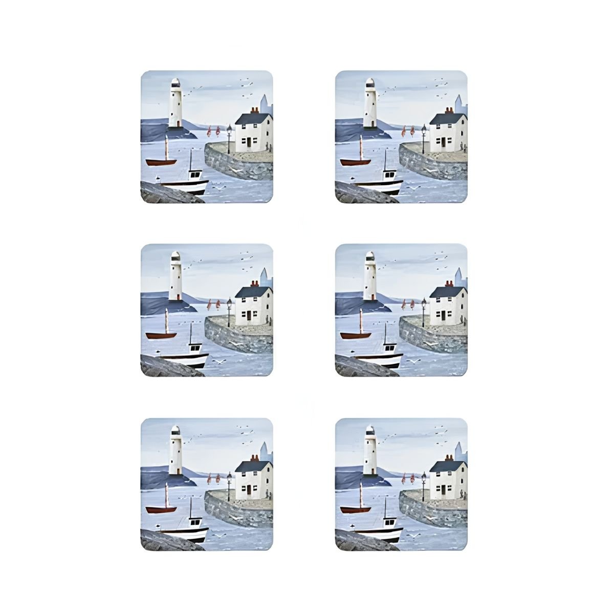 Denby Set Of 6 Coastal Lighthouse Coasters - TABLEMATS/COASTERS - Beattys of Loughrea