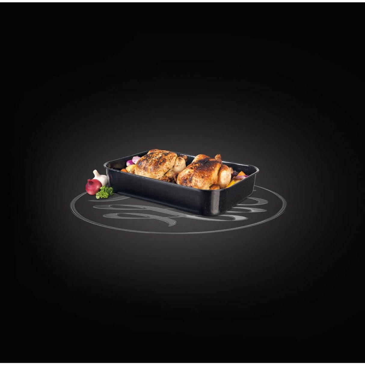 Russell Hobbs Romano Vitreous Enamel Deep Roaster 42 cm Black - GENERAL COOKWARE - Beattys of Loughrea