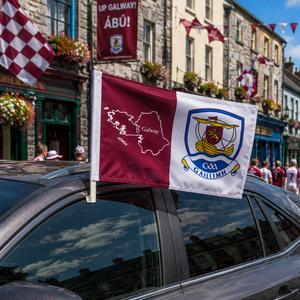 Galway GAA 15" x 12" County Car Flag - Maroon/White