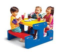 Little Tikes Junior Picnic Table Primary Colours - SWINGS/SLIDE OUTDOOR GAMES - Beattys of Loughrea
