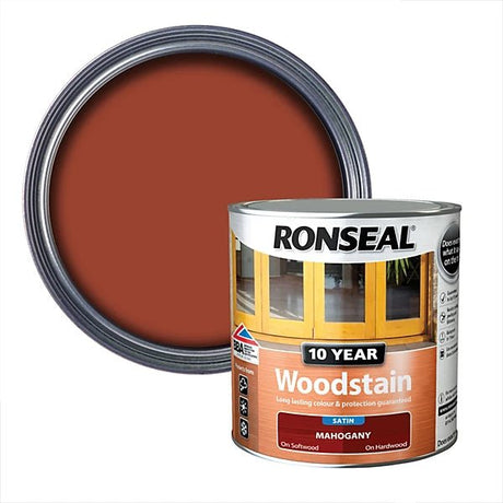 Ronseal 10 Year Woodstain - Mahogany 250ml - VARNISHES / WOODCARE - Beattys of Loughrea