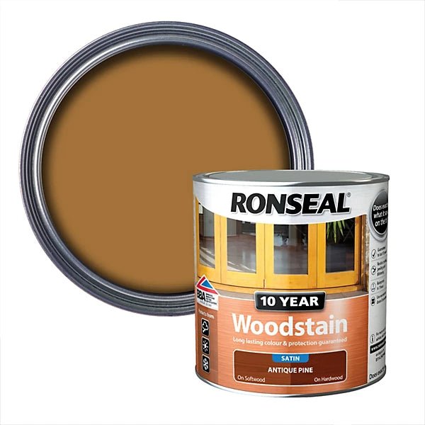 Ronseal 10 Year Woodstain - Antique Pine 750ml - VARNISHES / WOODCARE - Beattys of Loughrea