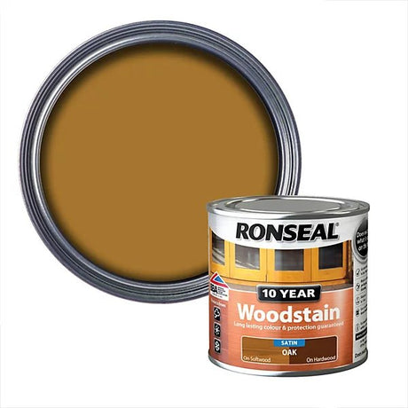 Ronseal 10 Year Woodstain - Oak 750ml - VARNISHES / WOODCARE - Beattys of Loughrea
