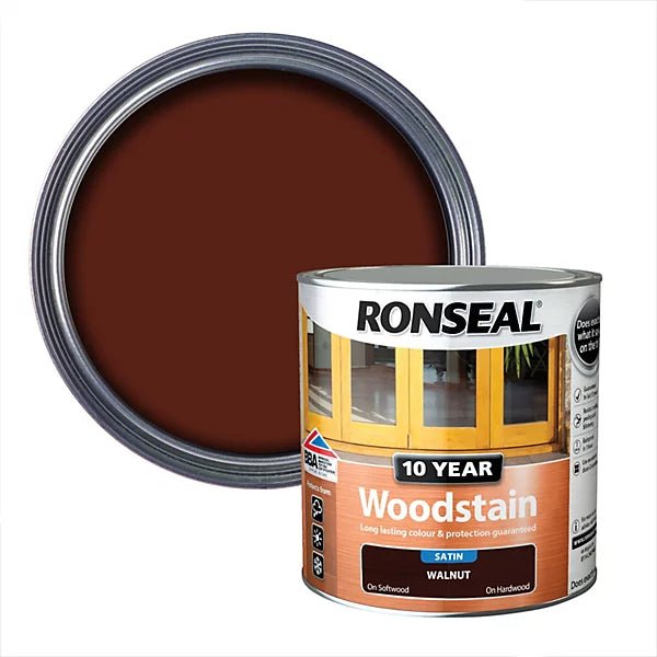 Ronseal 10 Year Woodstain - Walnut 750ml - VARNISHES / WOODCARE - Beattys of Loughrea