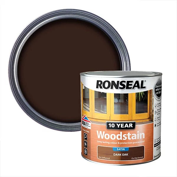 Ronseal 10 Year Woodstain - Dark Oak 2.5L - VARNISHES / WOODCARE - Beattys of Loughrea