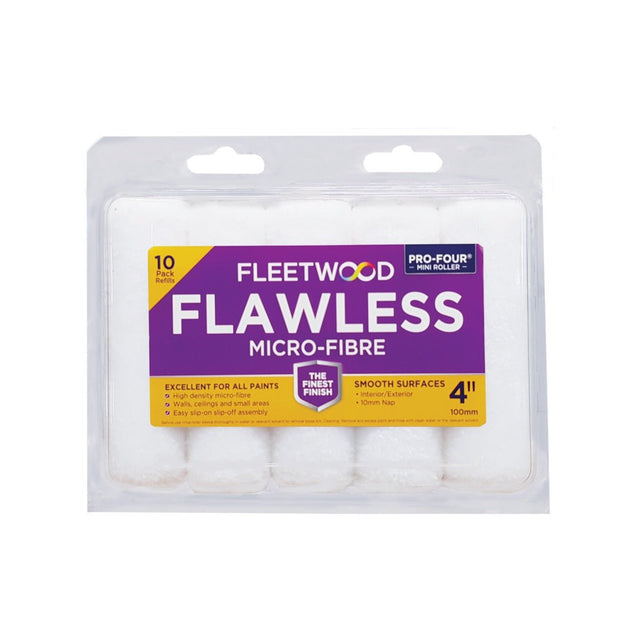Fleetwood 4" 10 Pack Flawless Micro Fibre Roller Sleeve - ROLLERS/SLEEVES - Beattys of Loughrea