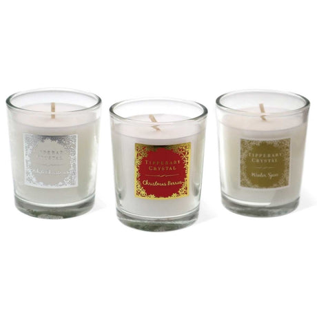 TIPPERARY CRYSTAL Set of 3 Christmas Candles in Red Gift Box - CANDLES - Beattys of Loughrea