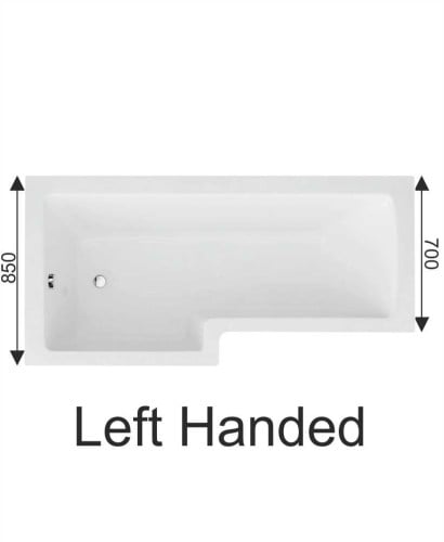 L Shape Righthand Single Ended Shower Bath & Panel 1700x850 - BATHS - Beattys of Loughrea