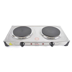 Kitchen Perfected Double Electric Hotplate 2000W - Stainless Steel - ELEC SKILLET/WOK/COOKPAN - Beattys of Loughrea