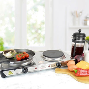 Kitchen Perfected Double Electric Hotplate 2000W - Stainless Steel - ELEC SKILLET/WOK/COOKPAN - Beattys of Loughrea