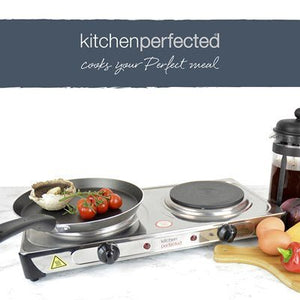 Kitchen Perfected Double Electric Hotplate 2000W - Stainless Steel - ELEC SKILLET/WOK/COOKPAN - Beattys of Loughrea