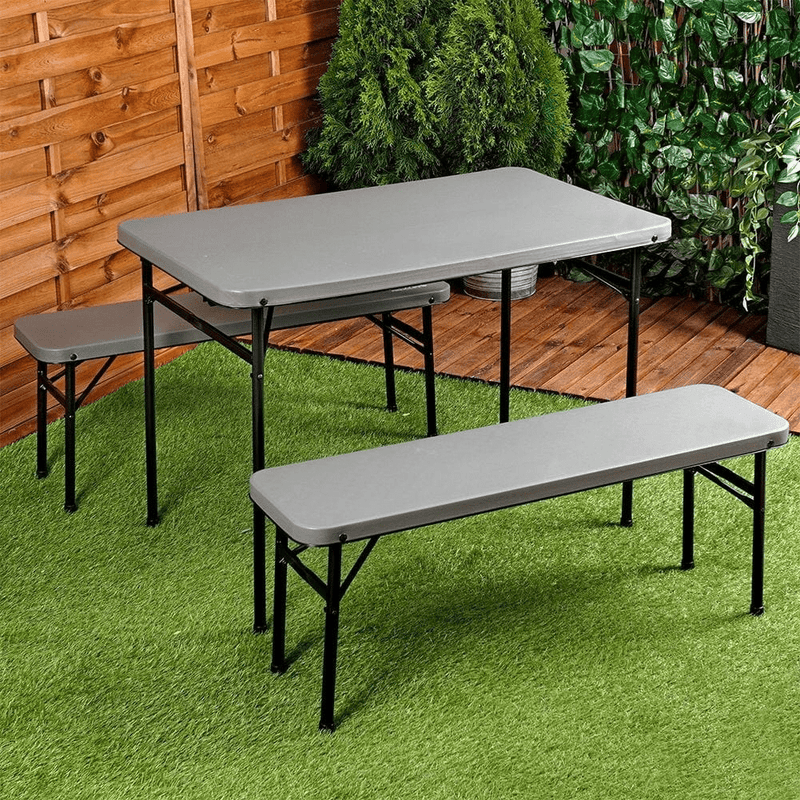 Folding Picnic Set - Table and 2 Benches - METAL GDN FURN SET 4+ SEATS - Beattys of Loughrea