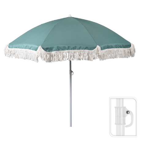 Fringed Beach Umbrella/Parasol 176cm Green - PARASOLS - Beattys of Loughrea
