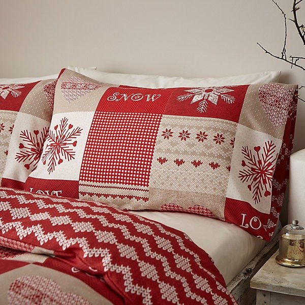 Catherine Lansfield Let It Snow Red Christmas Duvet Cover Set – Single - DUVET COVERS - Beattys of Loughrea