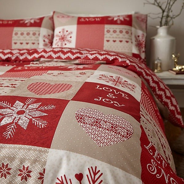 Catherine Lansfield Let It Snow Red Christmas Duvet Cover Set – Single - DUVET COVERS - Beattys of Loughrea