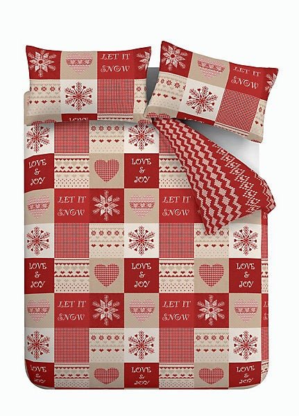 Catherine Lansfield Let It Snow Red Christmas Duvet Cover Set – King - DUVET COVERS - Beattys of Loughrea
