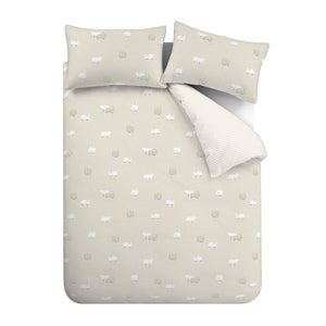 Catherine Lansfield Brushed Cotton Sheep Reversible Duvet Cover Set - Single - DUVET COVERS - Beattys of Loughrea