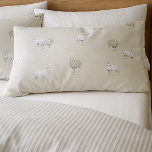 Catherine Lansfield Brushed Cotton Sheep Reversible Duvet Cover Set - Kingsize - DUVET COVERS - Beattys of Loughrea