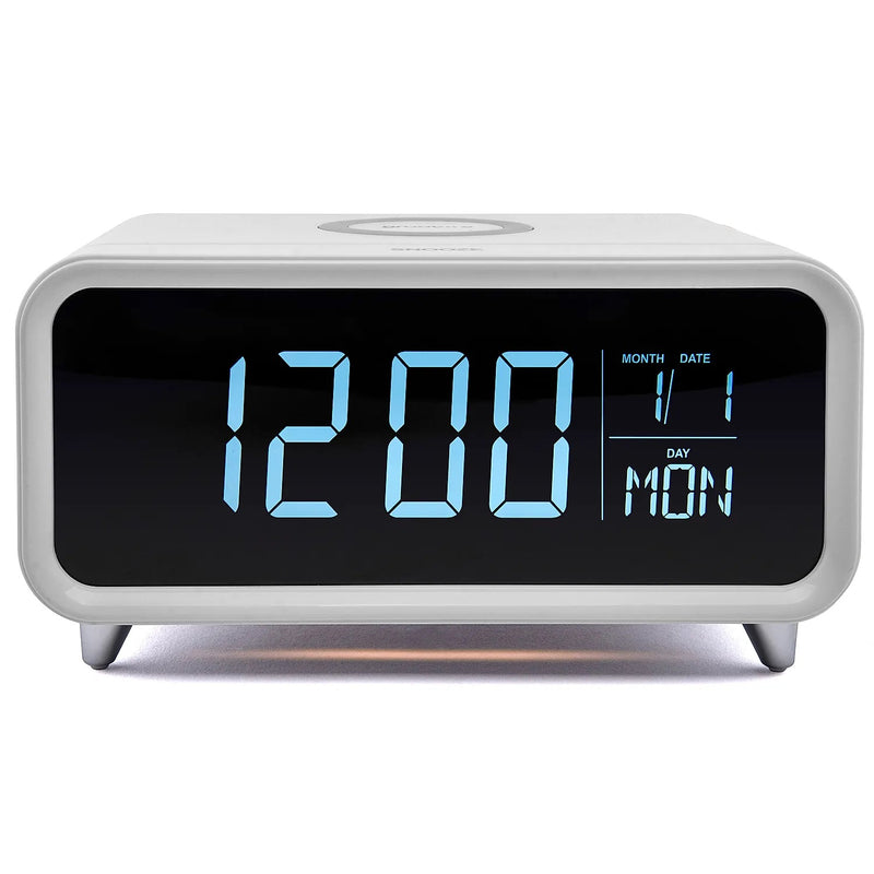 Groove Alarm Clock with Wireless Charging & Night Light White