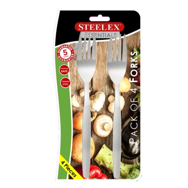 Steelex Essentials 4 Carded Dessert Forks - KITCHEN HAND TOOLS - Beattys of Loughrea