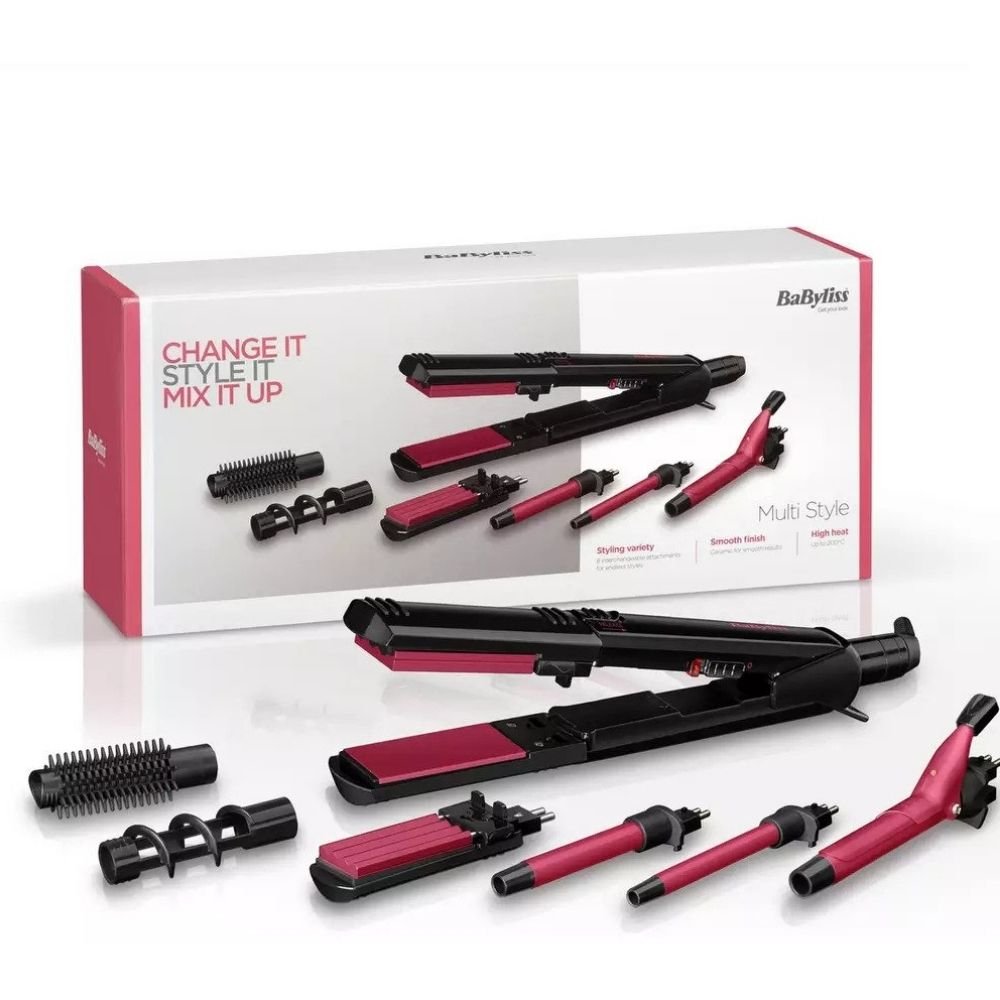 BaByliss Multi Style 2800DU – 8-in-1 Ceramic Hair Styling Set - CURLERS/CRIMPERS/STRAIGHTENERS - Beattys of Loughrea