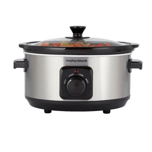 Morphy Richards 3.5L Ceramic Slow Cooker, Stainless Steel - FOOD STEAMER RICE COOKER SLOW COOKER - Beattys of Loughrea