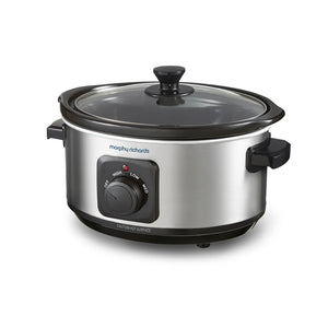 Morphy Richards 3.5L Ceramic Slow Cooker, Stainless Steel - FOOD STEAMER RICE COOKER SLOW COOKER - Beattys of Loughrea