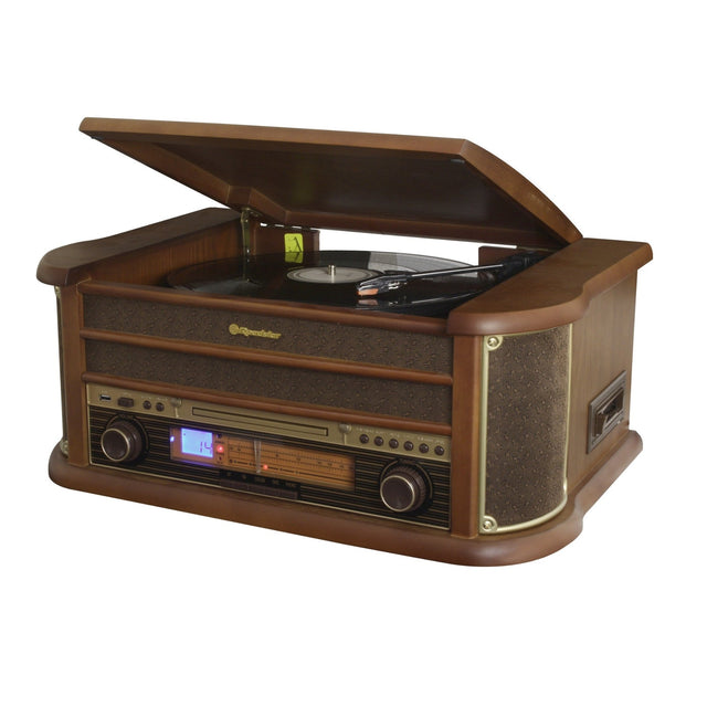 Roadstar Wooden Retro Style Radio, Turntable, CD, Cassette & Bluetooth Player - MIDI HIFI / KARAOKE - Beattys of Loughrea