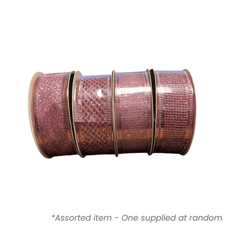 Pink Mesh Ribbon 2700 x 25mm - XMAS RIBBON TINSEL - Beattys of Loughrea