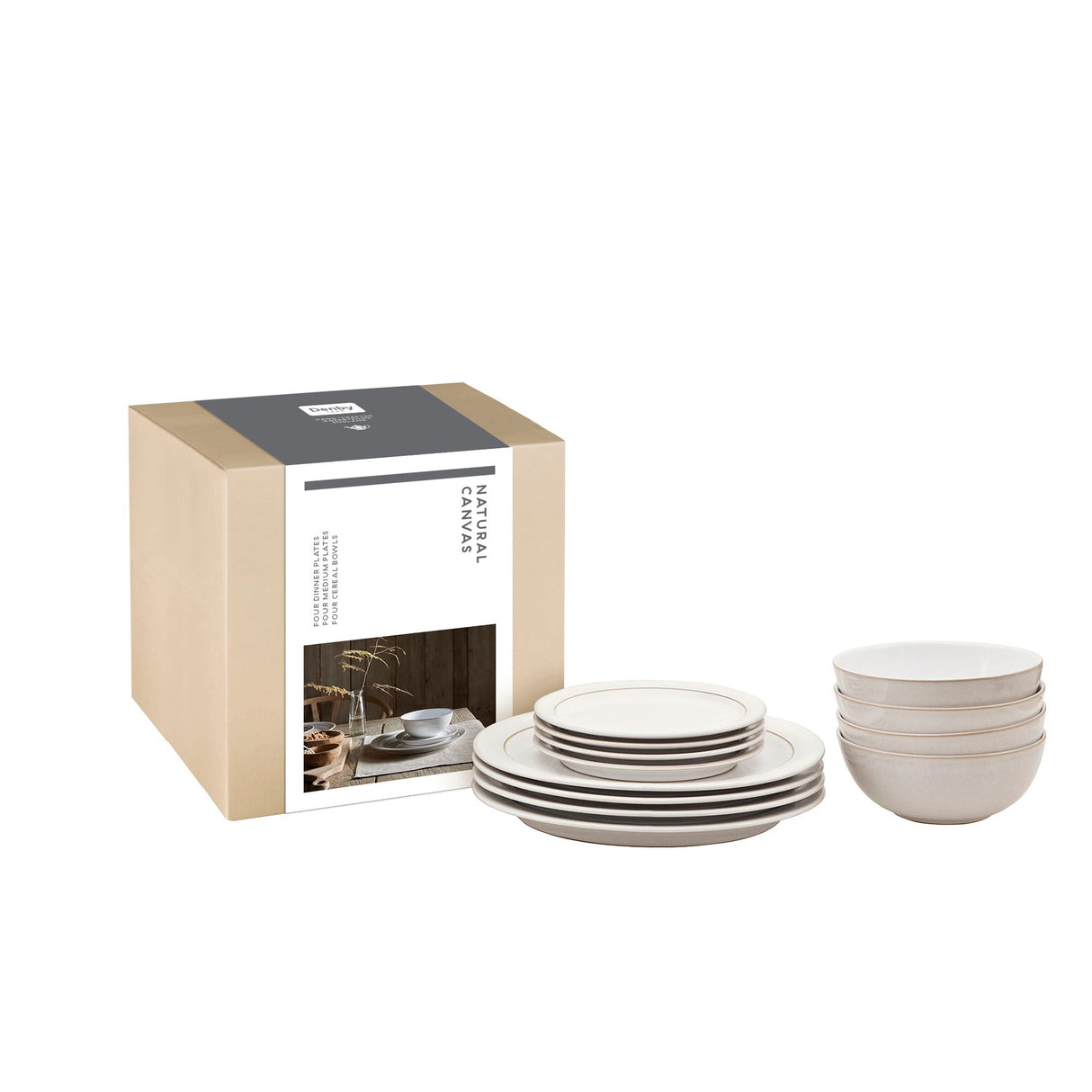 Denby Natural Canvas 12 Piece Tableware Set - TABLEWARE SETS - GENERAL - Beattys of Loughrea