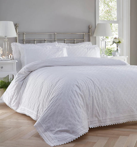 Balmoral Broderie Anglaise Duvet Set, White - King - DUVET COVERS - Beattys of Loughrea
