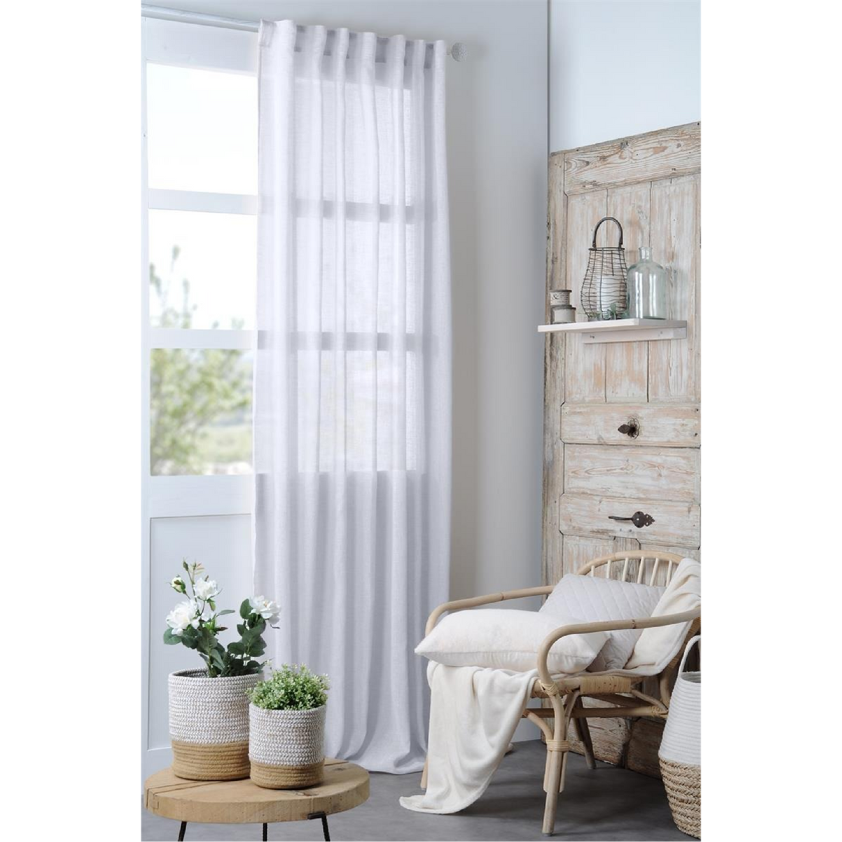 Sheer Curtain Madrid White 140 x 260cm - CURTAINS - READY MADE - Beattys of Loughrea